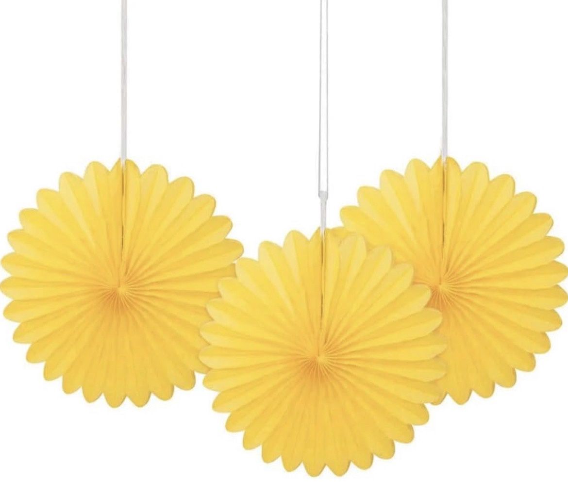 Sunflower Yellow Hanging Tissue Paper Fans