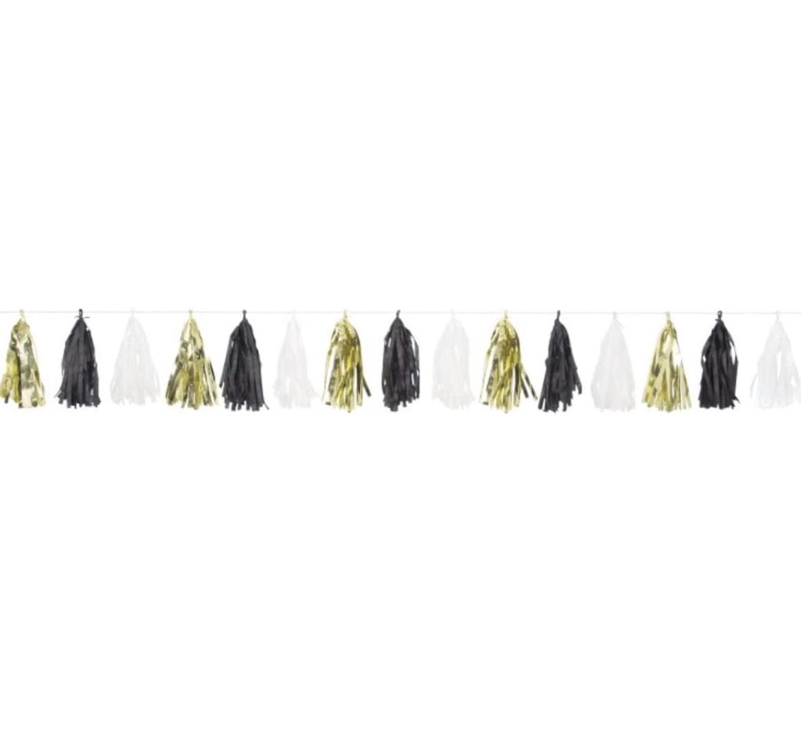 Gold,White,Black Tassel Garland