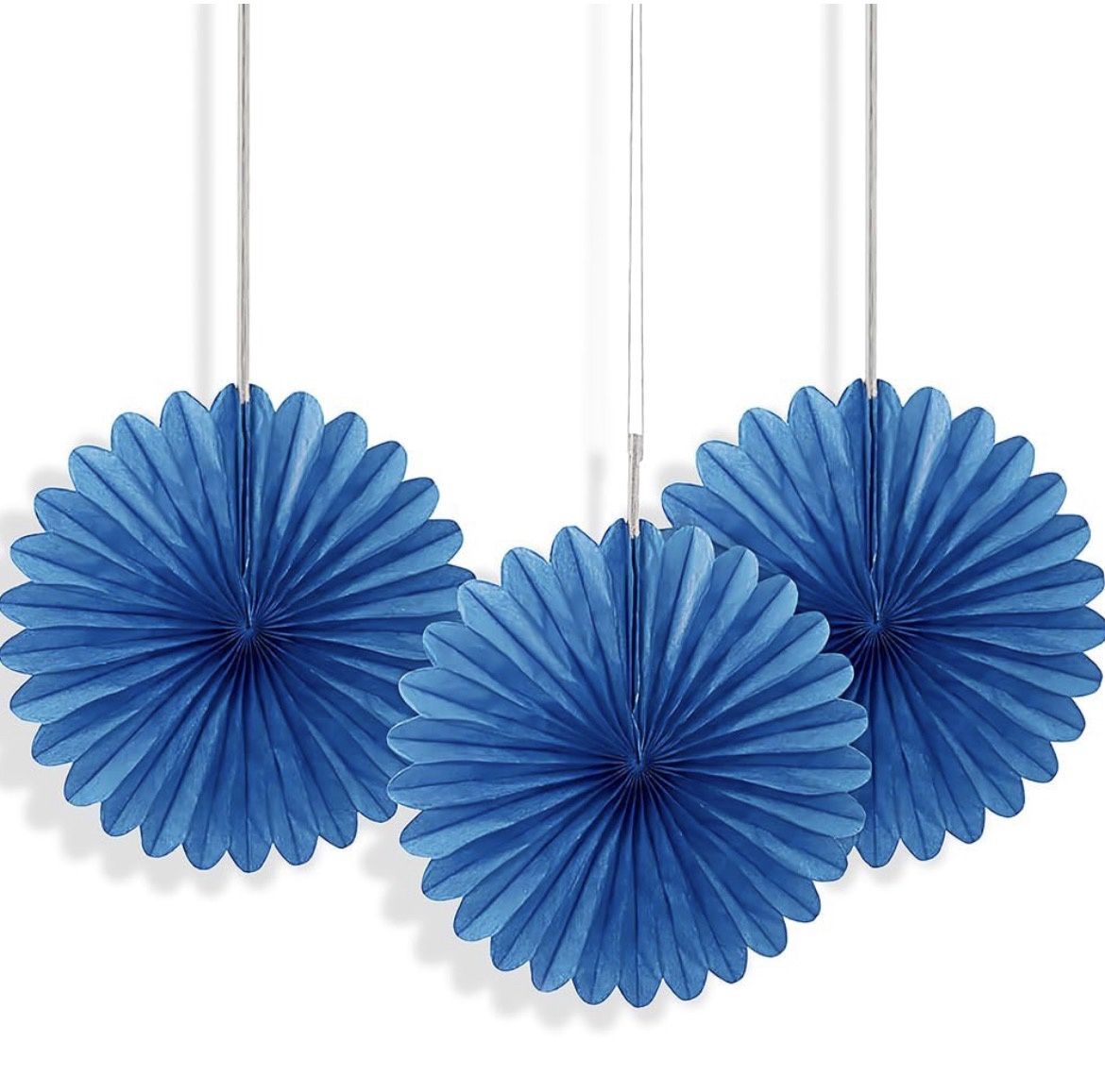 Solid Royal Blue Hanging Tissue Paper Fans