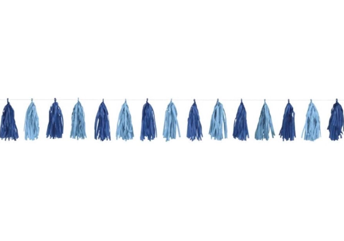 Royal &amp; Light Blue Tissue Tassel Garland 