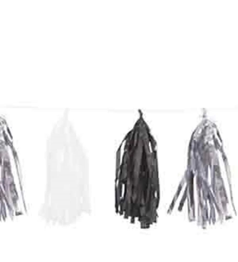 Silver,White,Black Tassel Garland