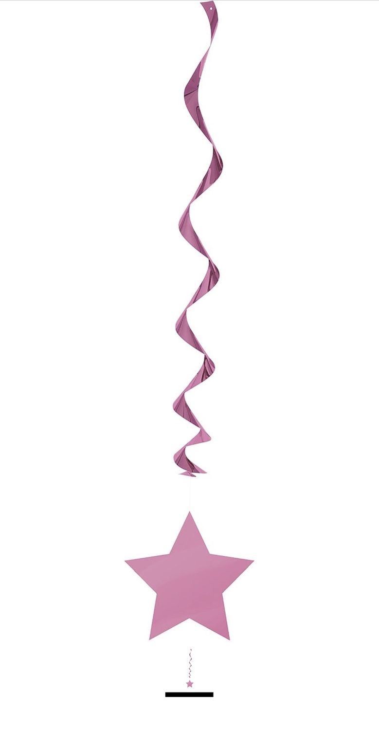 H ot Pink Solid Hanging Swirl Decorations - 26" (Pack of 3