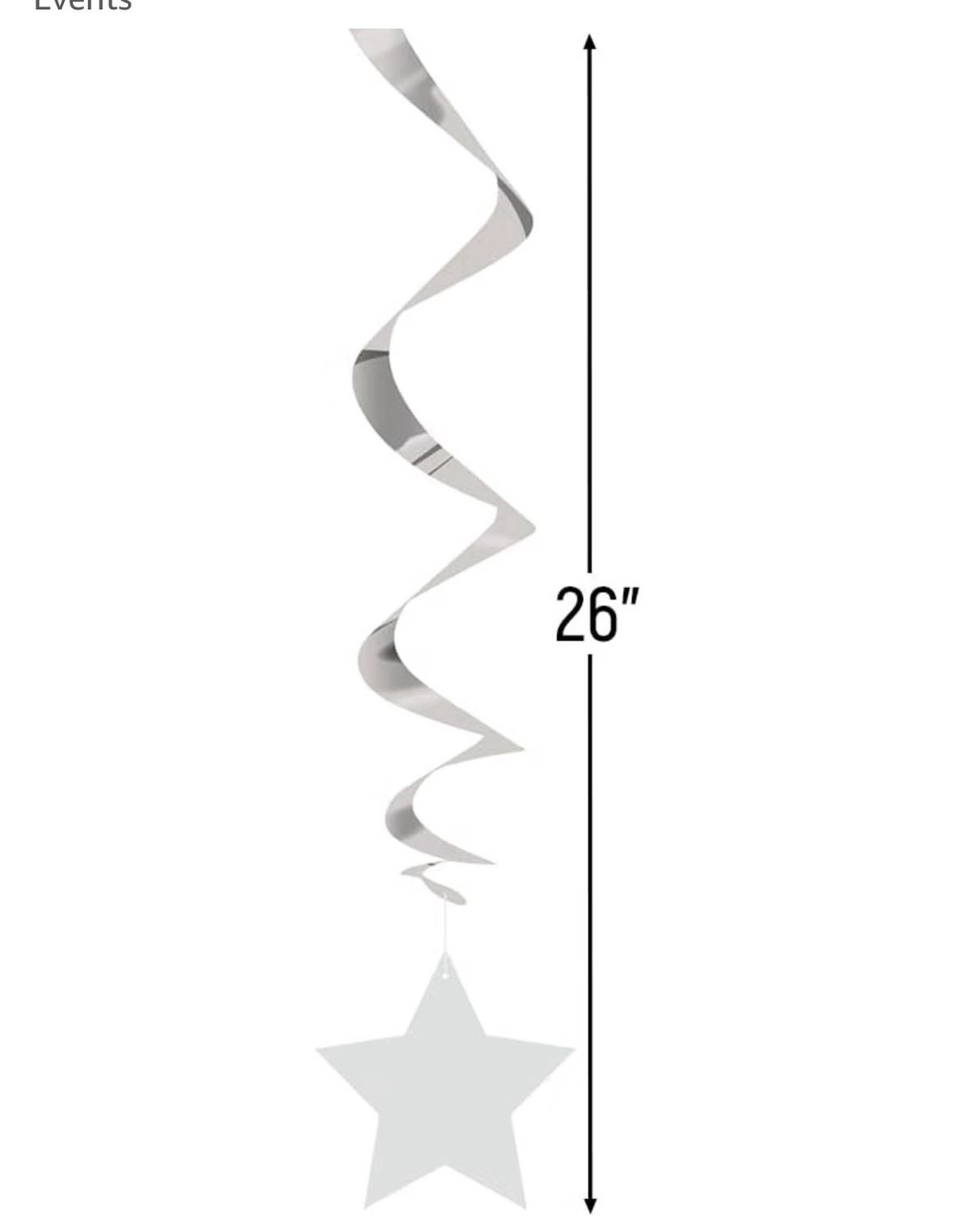 Silver Solid Hanging Swirl Decorations - 26" (Pack Of 3)