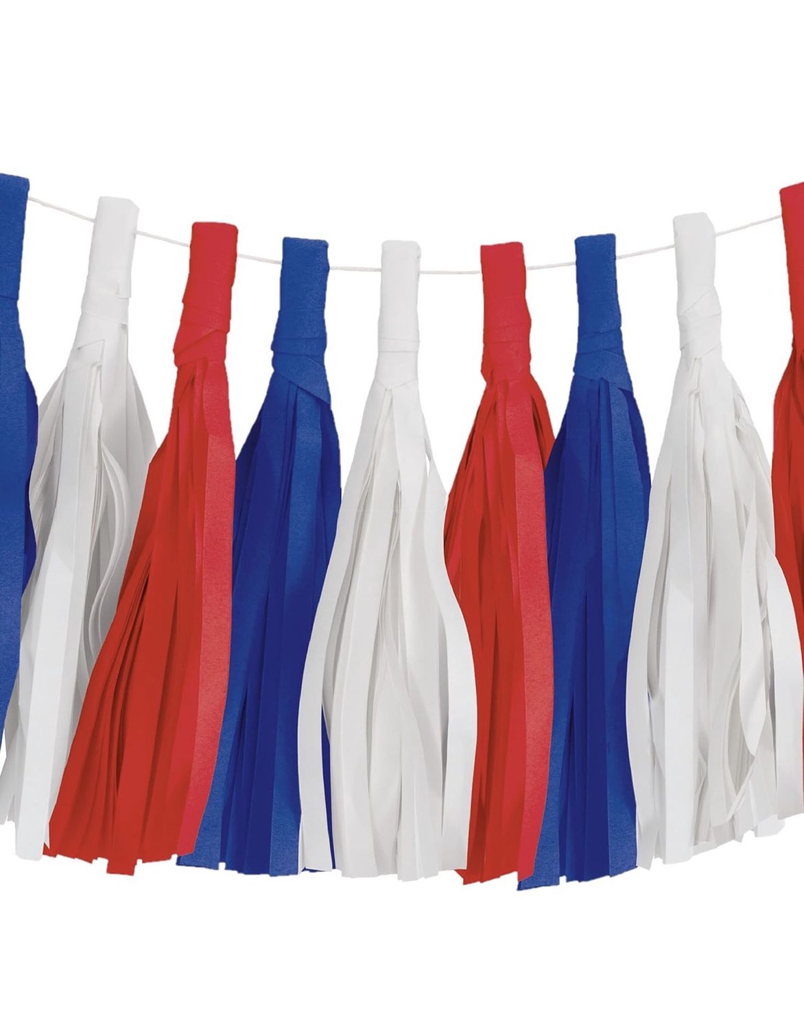 Patriotic Red, Blue and White Paper Tassel Garland - 7ft, 1 Piece | Perfect for Independence Day &amp; Patriotic Celebration Decor
