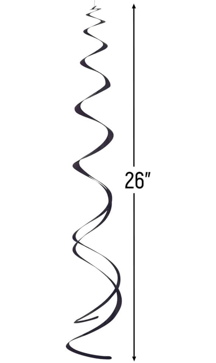 Solid Black Plastic Hanging Swirl Decorations - 26'', Pack of 8 