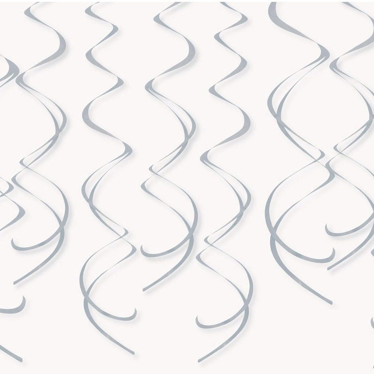Solid Silver Plastic Hanging Swirl Decorations - 26'', Pack of 8 