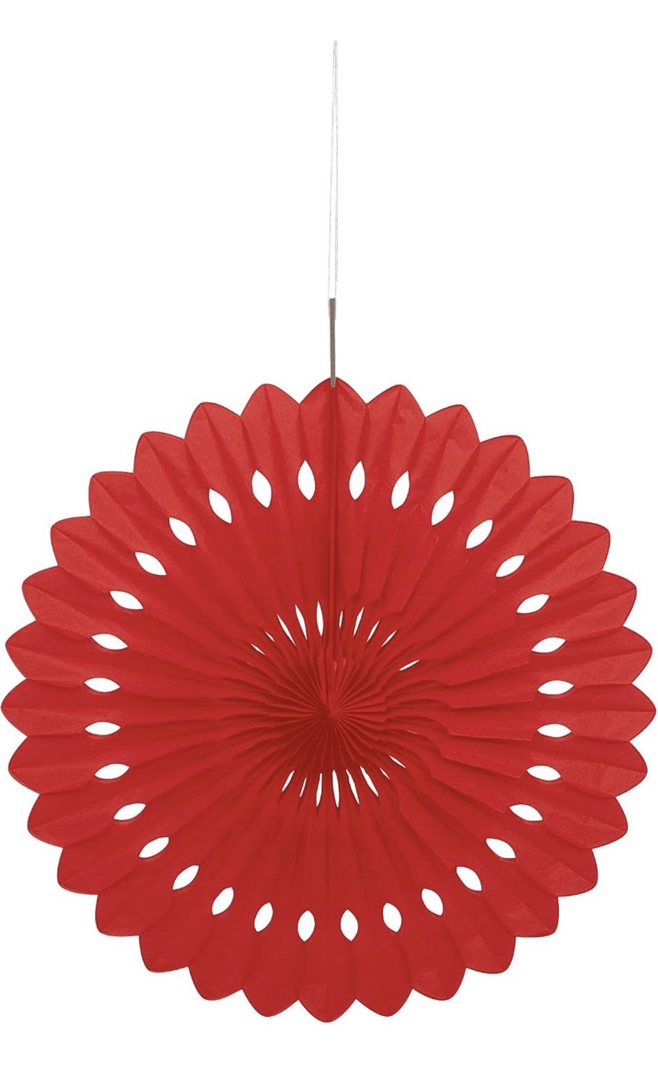 Ruby Red Solid Premium Tissue Paper Fan - 16"