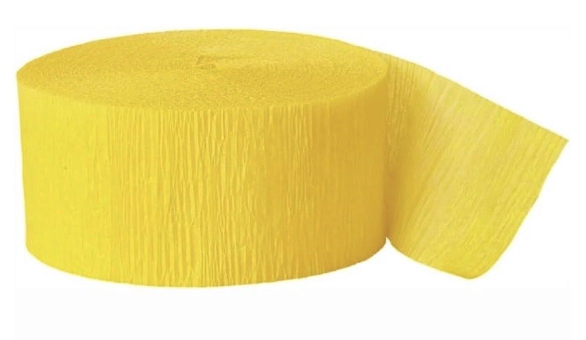 Yellow Crepe Crepe Paper Roll Streamer - 81 ft