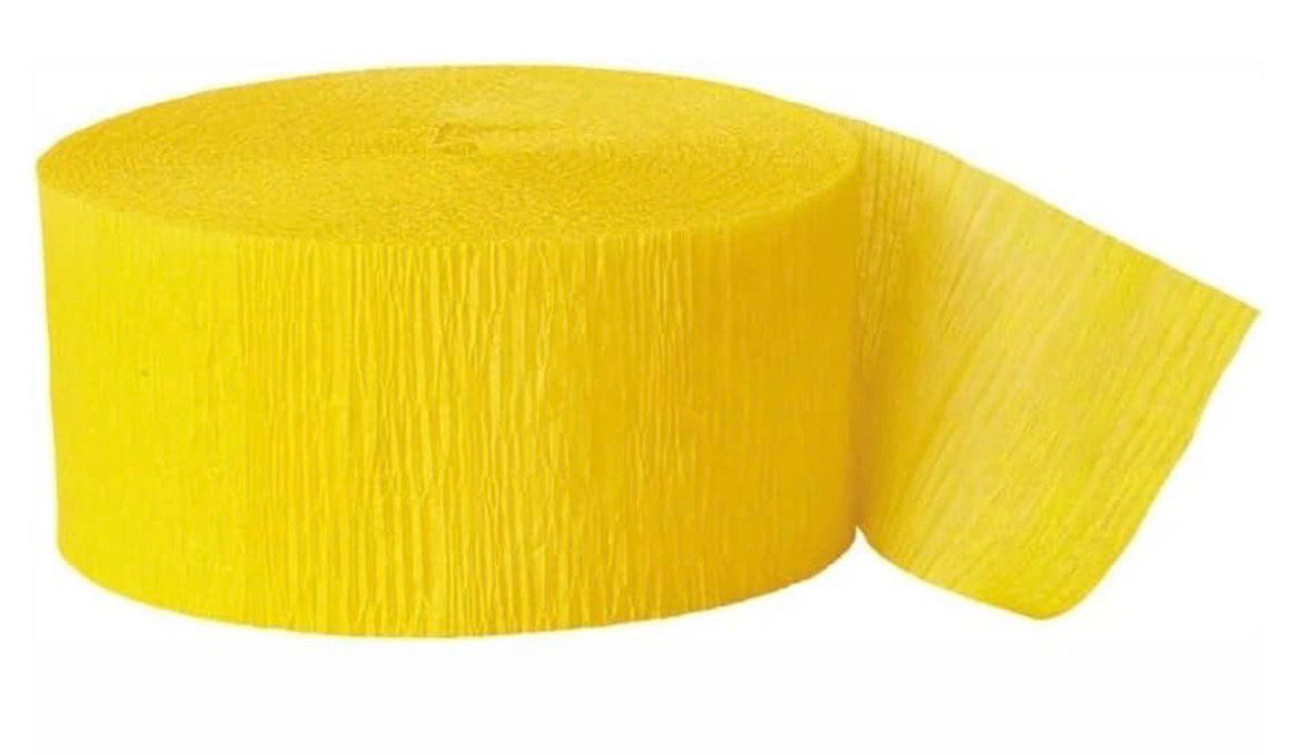 Yellow Crepe Crepe Paper Roll Streamer - 81 ft