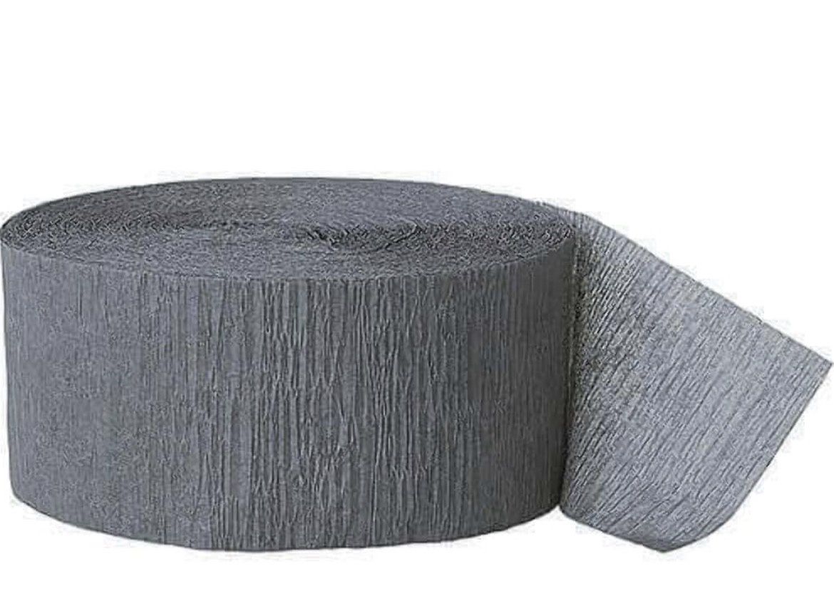 Grey Crepe Paper Streamer - 81 ft