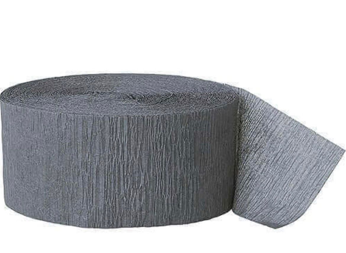Grey Crepe Paper Streamer - 81 ft