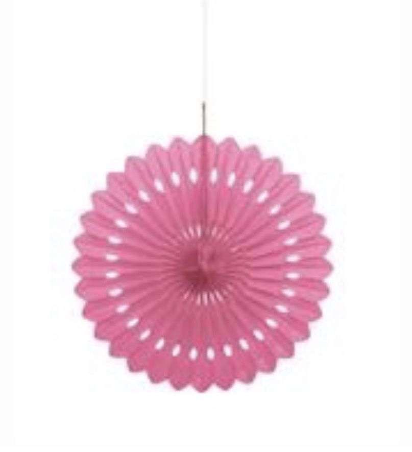 16″ Hot Pink Tissue Paper Fan
