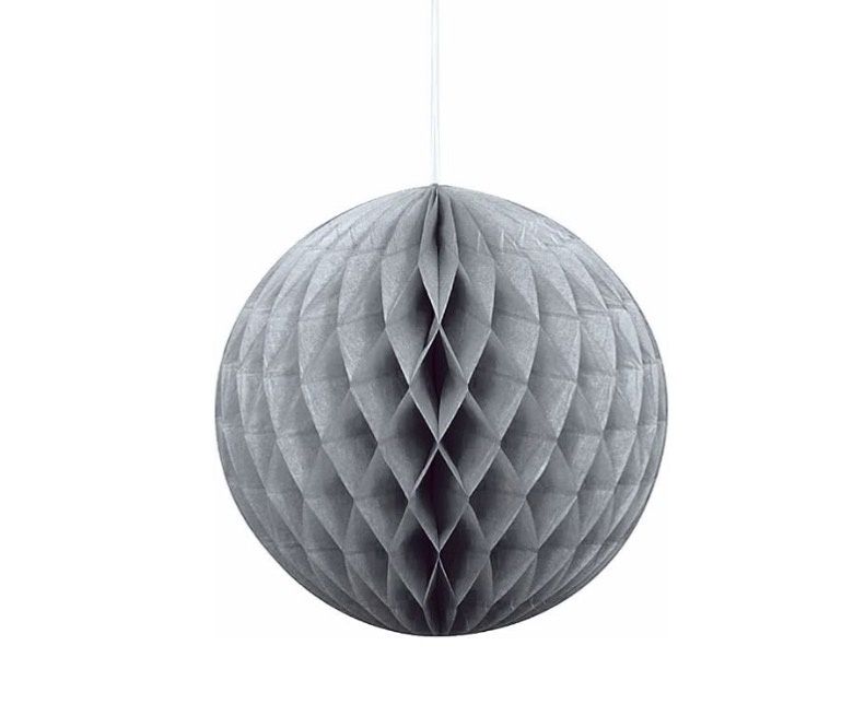 Silver Hanging Paper Honeycomb Ball - 8'', 1 Count