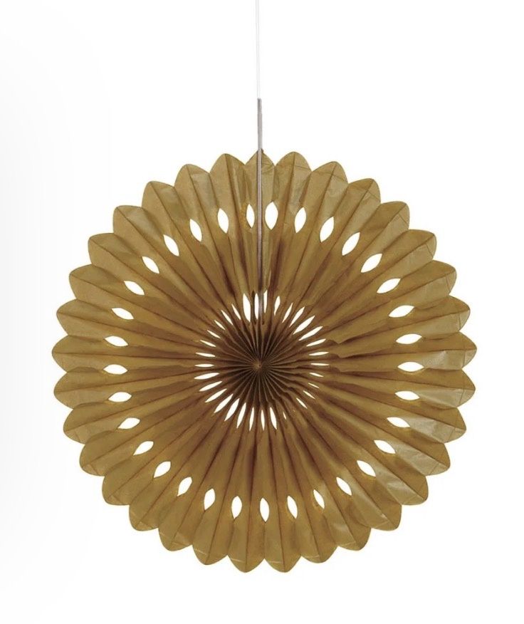 Gold Decorative Paper Fan, 16 Inches, 1 Count