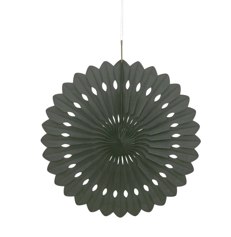Black Decorative Paper Fan, 16 Inches, 1 Count