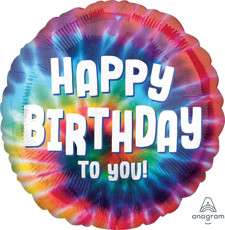 18" Tie Dye Birthday Foil Balloon