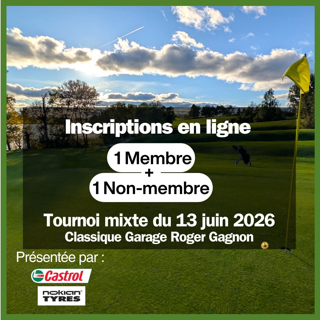 Inscription au tournoi mixte du 13 juin 2026 - 1 membre + 1 non-Membre