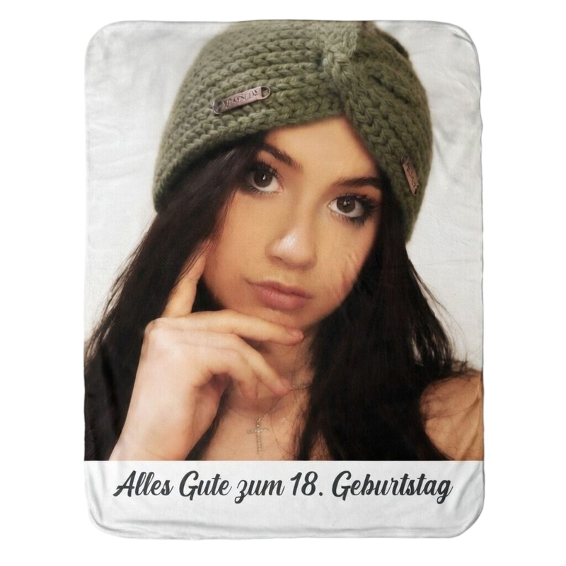 Personalisierte Fleccedecke mit Ihrem Foto oder Logo 100 cm. x 135 cm. Wish-Print