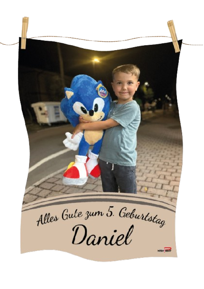 Personalisierte Fleccedecke mit Ihrem Foto oder Logo 135 cm. x 200 cm. Wish-Print