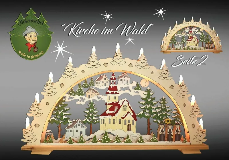 Lichterbogen Holzkunst Beleuchtung Dekoration 3D  G70-LW108C+ Holznischel