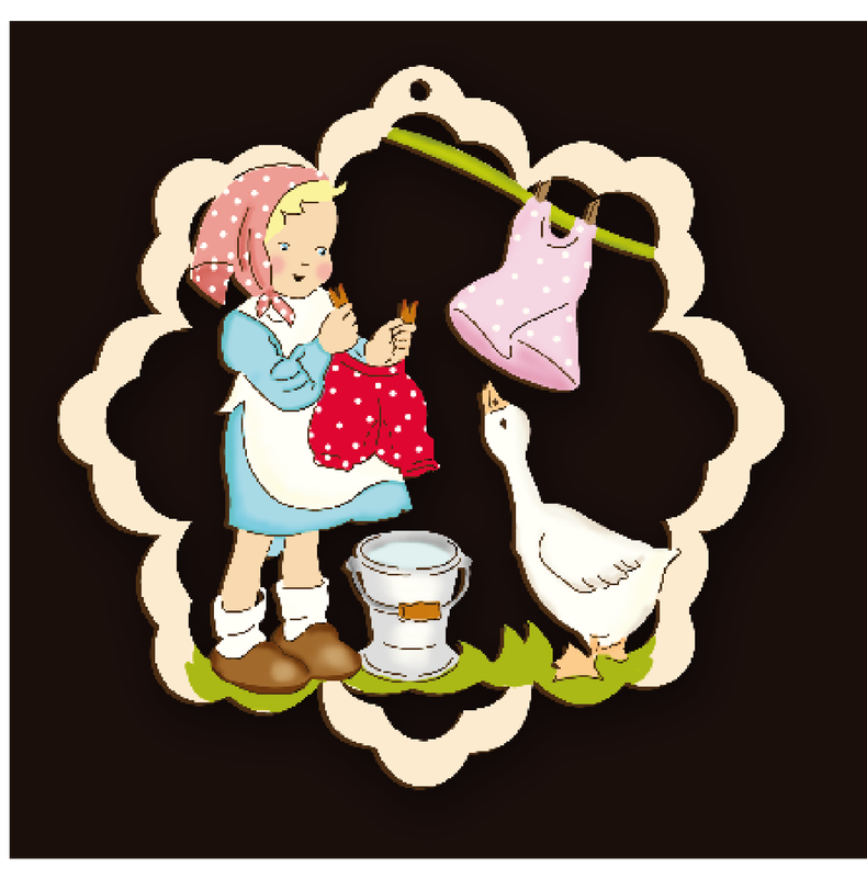 Anhänger und Fensterbilder mit niedlichen Kindermotiven aus Holz, Holznischel . nbe230-031c