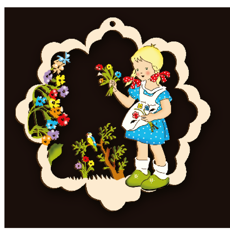 Anhänger und Fensterbilder mit niedlichen Kindermotiven aus Holz, Holznischel . nbe230-034c