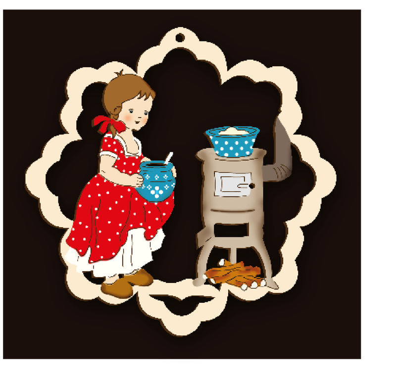 Anhänger und Fensterbilder mit niedlichen Kindermotiven aus Holz, Holznischel . nbe230-035c