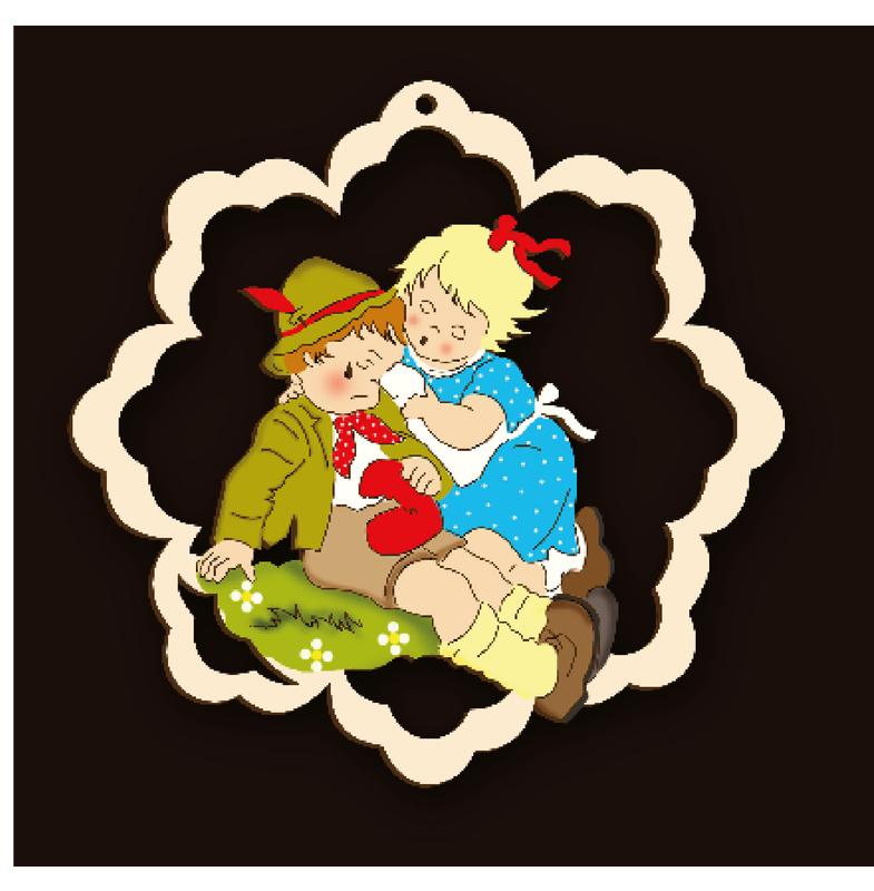 Anhänger und Fensterbilder mit niedlichen Kindermotiven aus Holz, Holznischel . nbe230-030c