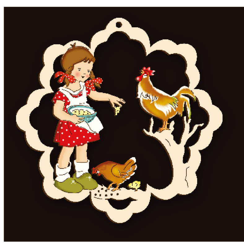 Anhänger und Fensterbilder mit niedlichen Kindermotiven aus Holz, Holznischel . nbe230-033c