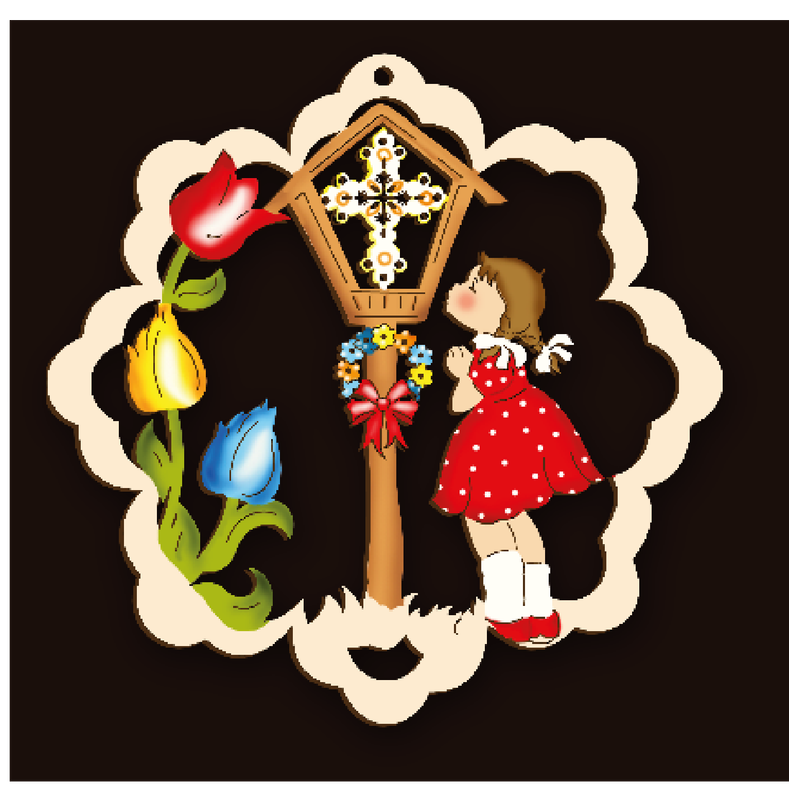 Anhänger und Fensterbilder mit niedlichen Kindermotiven aus Holz, Holznischel . nbe230-037c
