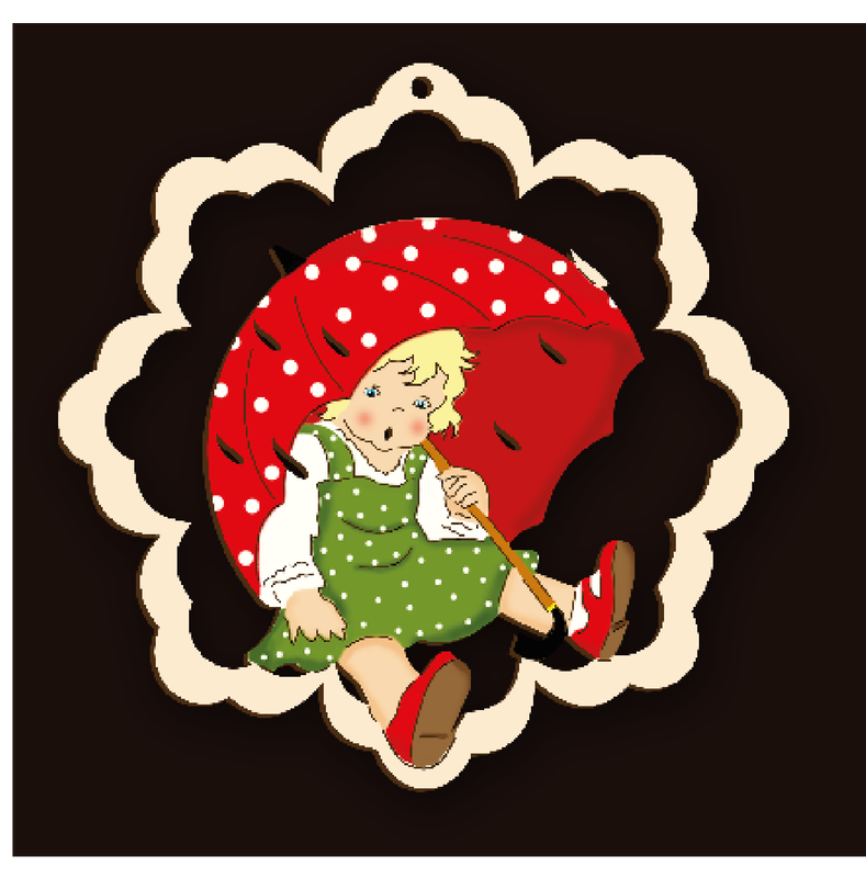 Anhänger und Fensterbilder mit niedlichen Kindermotiven aus Holz, Holznischel . nbe230-032c