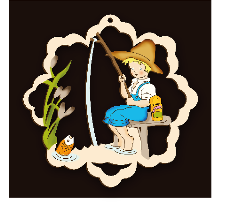 Anhänger und Fensterbilder mit niedlichen Kindermotiven aus Holz, Holznischel . nbe230-038c