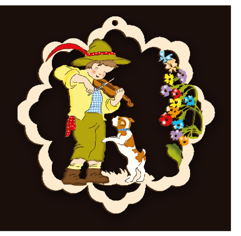 Anhänger und Fensterbilder mit niedlichen Kindermotiven aus Holz, Holznischel . nbe230-036c