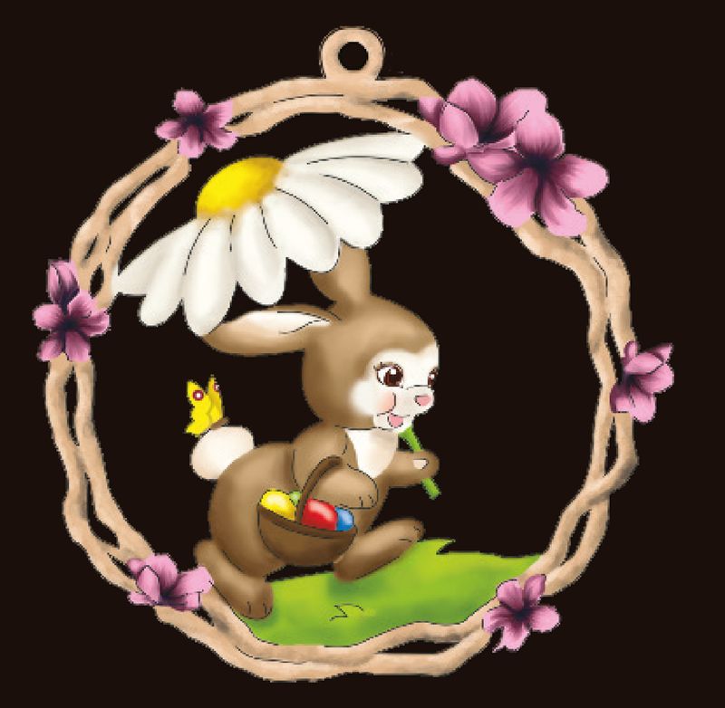 Anhänger und Fensterbilder mit niedlichen Hase aus Holz, Holznischel . BO230-15 004C