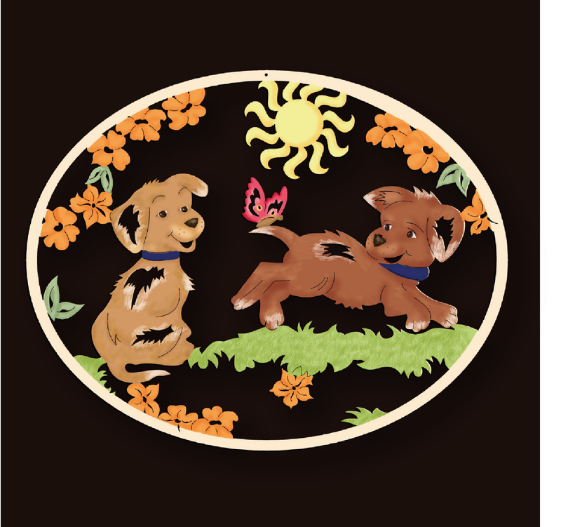 Fensterbild Deko Hund ca 23 cm. Holznischel fn29c