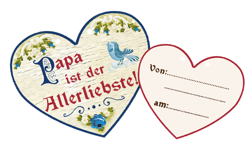 Glückwunsch-Herzen aus Birkenholz ``Papa ist der Allerliebste``– liebevolle Botschaften nsb150-028