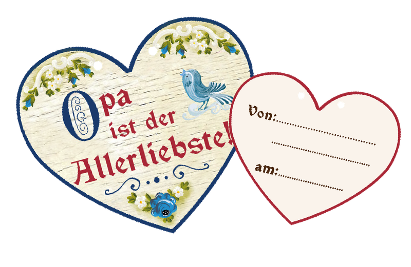 Glückwunsch-Herzen aus Birkenholz ``Opa ist der Allerliebste``– liebevolle Botschaften nsb150-027