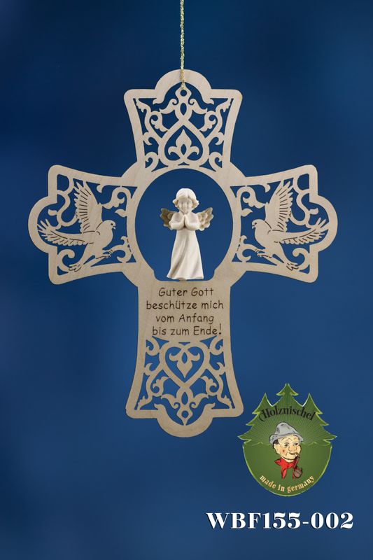 Schutzengel SCHNITZENGEL, Behang Engel, Kreuz