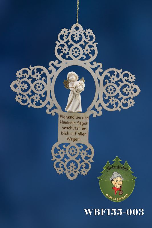 Schutzengel SCHNITZENGEL,  Behang Engel, Kreuz