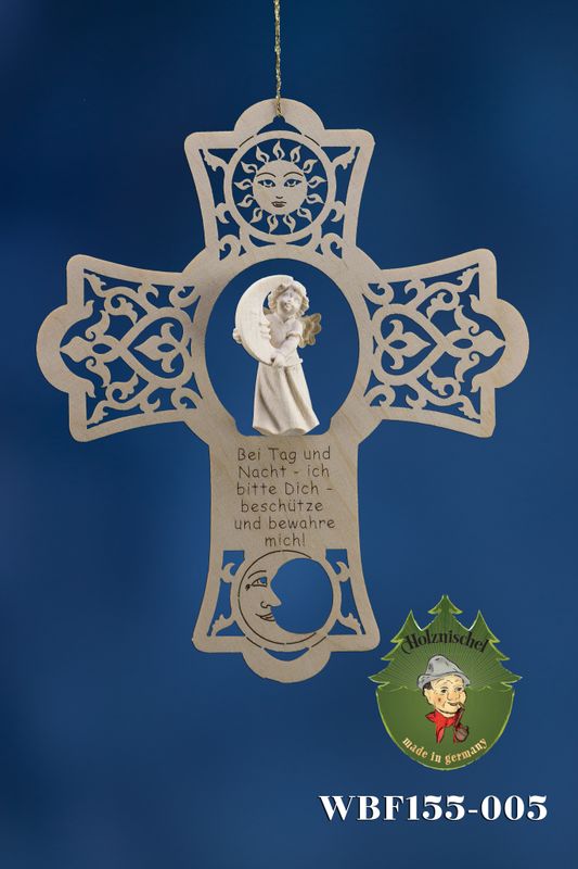 Schutzengel SCHNITZENGEL, Kreuz, Behang Engel, Halbmond