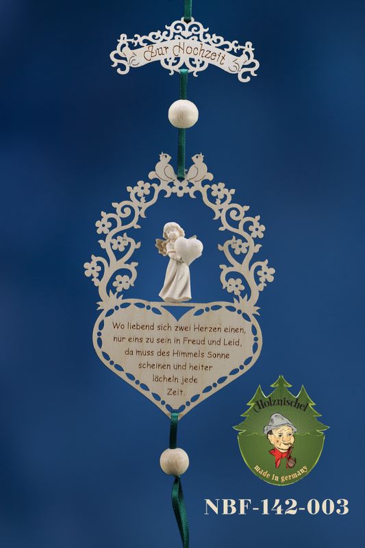 Schutzengel SCHNITZENGEL, Herz,  Behang Engel