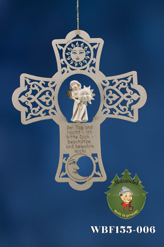 Schutzengel SCHNITZENGEL, Sonne, Behang Engel, Kreuz