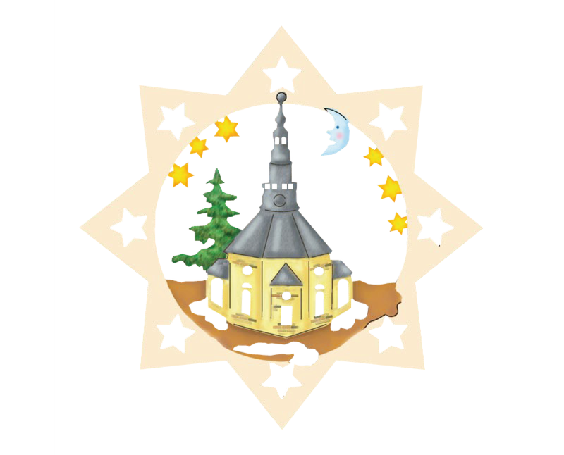 ​ Seiffener Kirche Weihnachtsstern aus Holz 6 cm – Christbaumschmuck & Weihnachtsanhänger