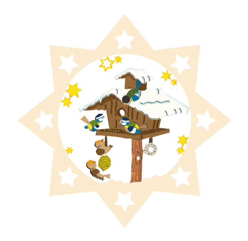 ​ Vogelhaus Weihnachtsstern aus Holz 6 cm – Christbaumschmuck & Weihnachtsanhänger