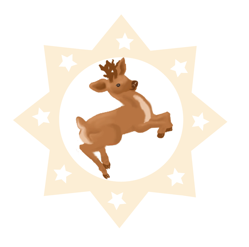 Rehe G62-63C ​Weihnachtsstern aus Holz 6 cm – Christbaumschmuck & Weihnachtsanhänger