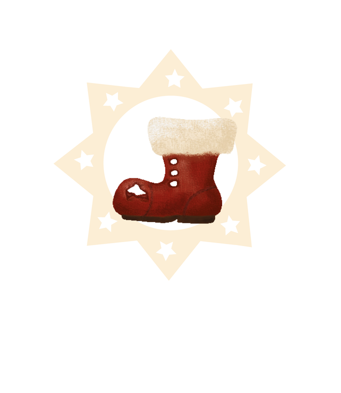 Stiefel G62-64C ​Weihnachtsstern aus Holz 6 cm – Christbaumschmuck & Weihnachtsanhänger