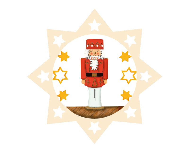 ​Nussknacker Weihnachtsstern aus Holz 6 cm – Christbaumschmuck & Weihnachtsanhänger
