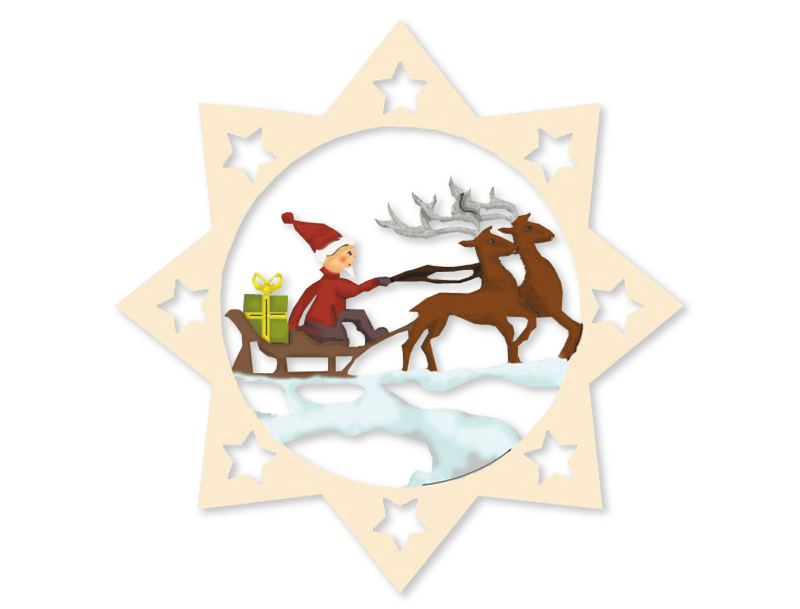 ​Weihnachtsmann Weihnachtsstern aus Holz 6 cm – Christbaumschmuck & Weihnachtsanhänger