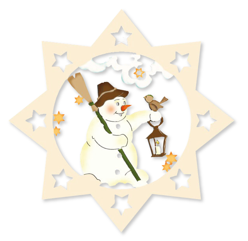 ​ Schneemann G62-43C Weihnachtsstern aus Holz 6 cm – Christbaumschmuck & Weihnachtsanhänger