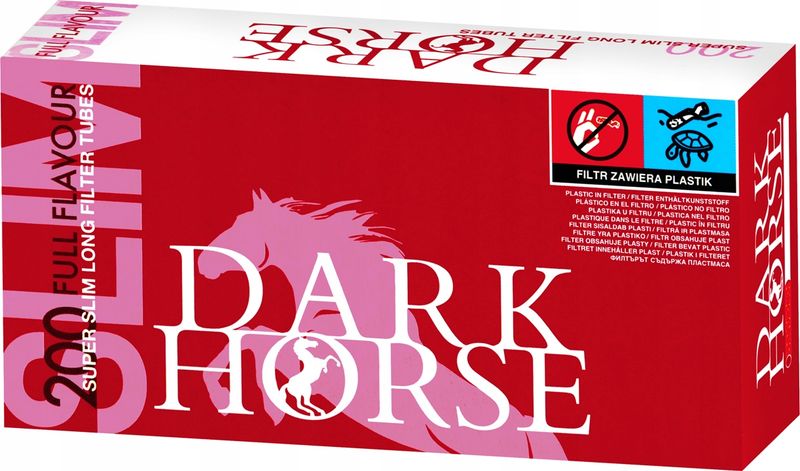 Gilza Gilzy Dark Horse Slim Cienkie Tubki Tutki Papierosowe 200 szt.